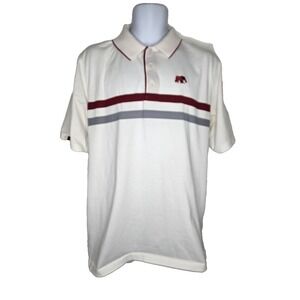 The Locker Room Polo Shirt L White Maroon Gray‎ Stripe Elephant Logo